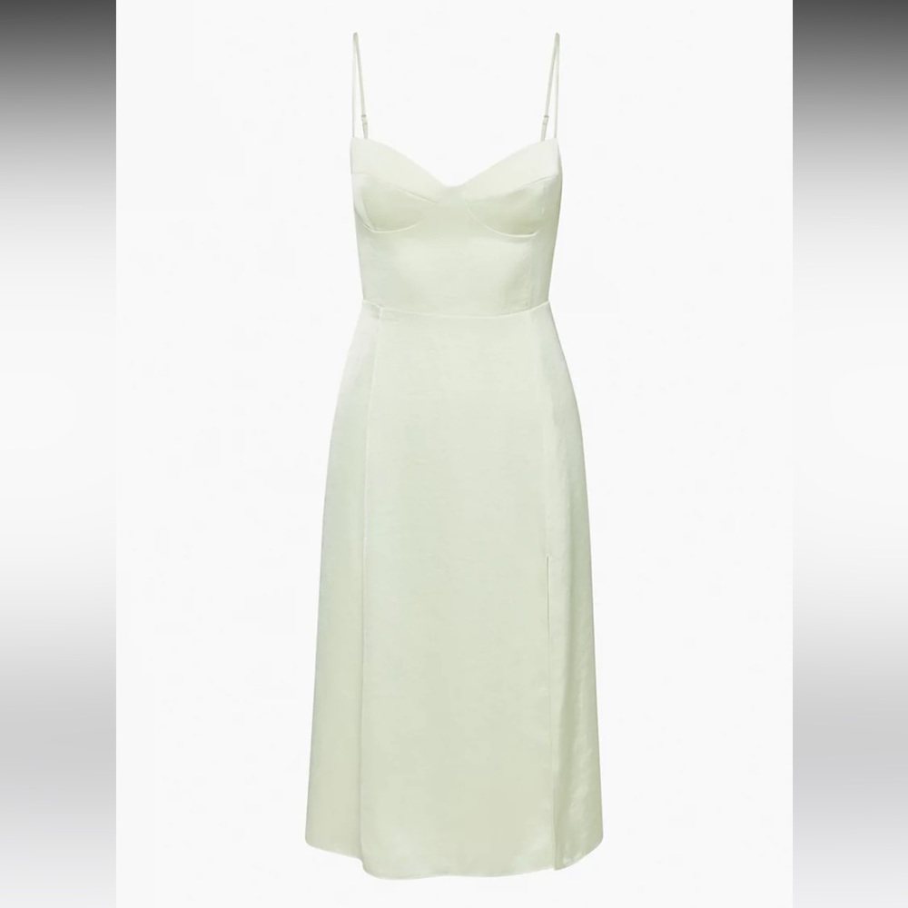 Wilfred Glaze Satin Dress in the Color Rainwash Green from Aritzia Size 00